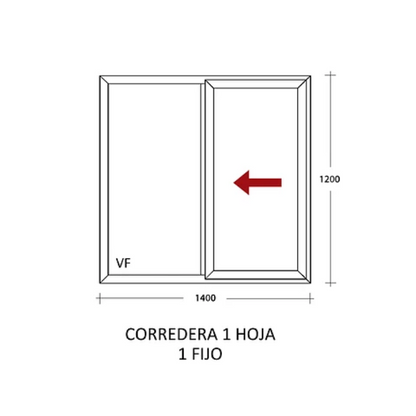 Ventana Corredera 1400 x 1200